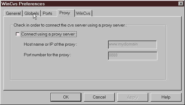 This panel is required to access cvs through a proxy server.