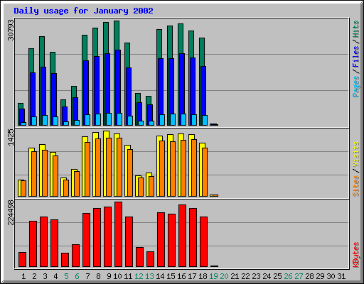 Daily usage for January 2002