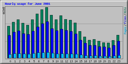 Hourly usage for June 2001