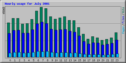 Hourly usage for July 2001