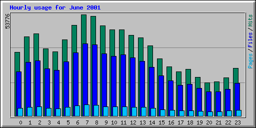 Hourly usage for June 2001